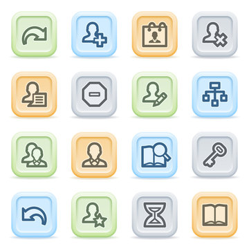 Users web icons on color buttons.