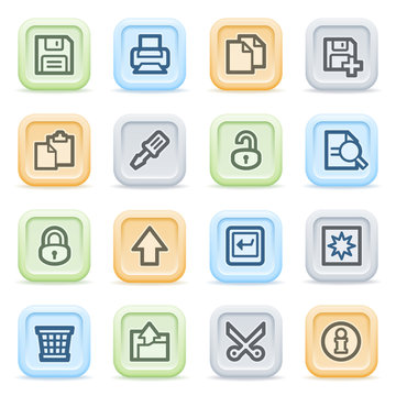 Document web icons on color buttons, set 1.