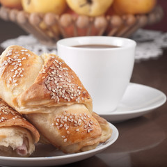 coffee milk  and croissant