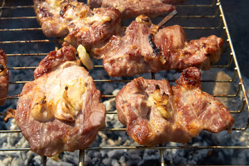 Roasted meat on the barbecue