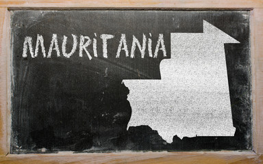 outline map of mauritania on blackboard