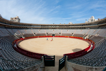 Interior view of Plaza de toros (bullring) in Valencia, Spain.