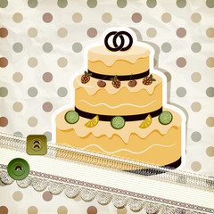 vector vintage pattern with wedding cake and retro background