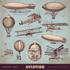 Peel and stick wall murals For him vector set: aviation