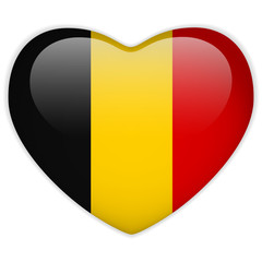 Fototapeta premium Belgium Flag Heart Glossy Button