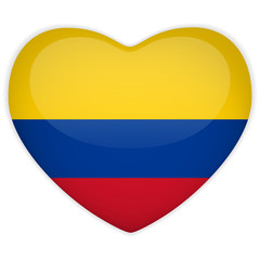 Fototapeta premium Colombia Flag Heart Glossy Button
