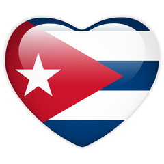 Cuba Flag Heart Glossy Button
