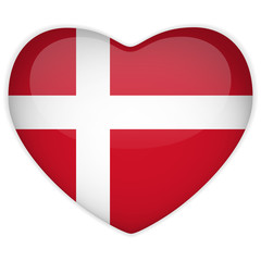 Obraz premium Denmark Flag Heart Glossy Button