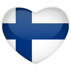 Finland Flag Heart Glossy Button