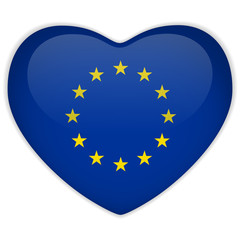 Europe Flag Heart Glossy Button