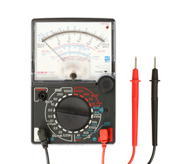 Multimeter with probe isolated on white background