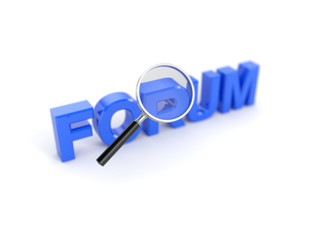 Forum word with magnifying glass