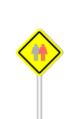 Two people together road sign