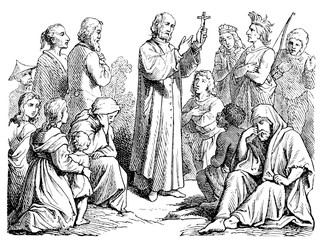 Depicted preaching missionary