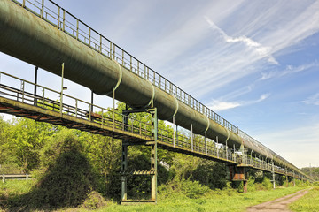 Overhead old industrial pipeline at Wehrden