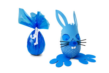 Blue Easter bunny and egg