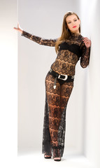 beautiful girl in transparent dress