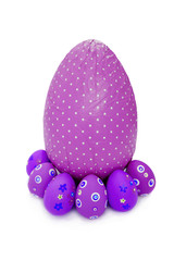 Purple wrapped chocolate Easter Eggs and little ones