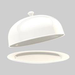 Ceramic salver with a food cover