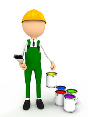 3d person with brush and color