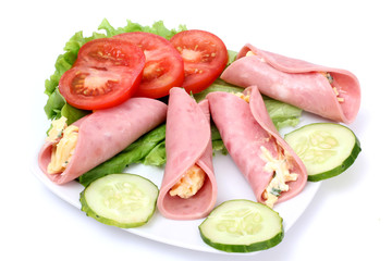 Sausage and green cucumber