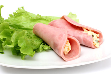Sausage and green salad