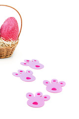 Pink tracks for Easter eggs hunt
