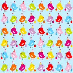 Seamless Pattern 48 Birthday Birds Blue © Jan Engel