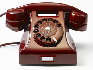 red Retro Rotary Dial Wheel Phone - vecchio telefono a rotella
