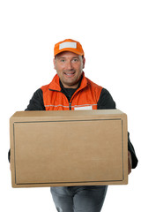 Delivery man handing box