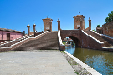 Trepponti bridge. Comacchio. Emilia-Romagna. Italy.