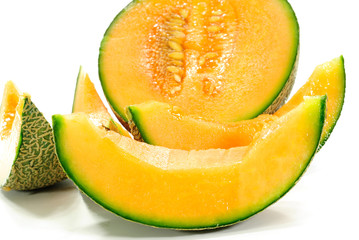 orange cantaloupe melon isolated on white background