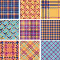 Plaid patterns color set