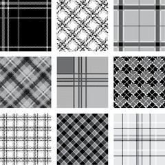 Black and white plaid patterns set - 41329033