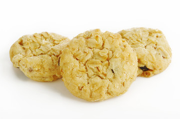 Oatmeal Raisin Cookies on white background