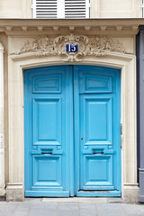 Old wooden door, blue