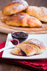 Breakfast with croissants.