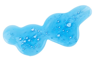 Blue shower gel sample, isolated on white