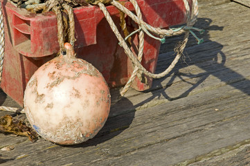 Fototapeta na wymiar boat buoy with rope in container