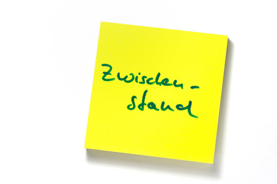 Merkzettel Zwischenstand gelb