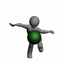 3D man playing with the fate of both bandy