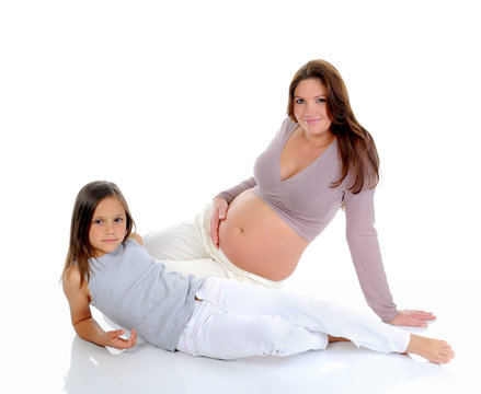 Pregnant Woman With Her Daughter