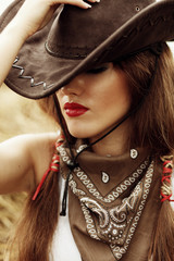 Beautiful cowgirl. Shot in the stable