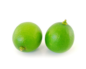 Fresh ripe lime on white background
