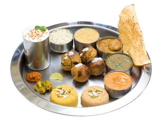 Indian vegetarian Thali, traditional food , Rajasthan, India