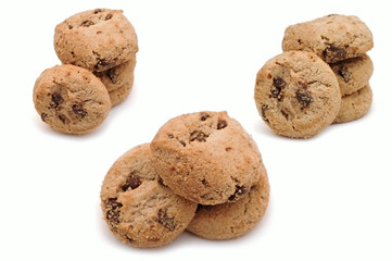 chocolate chip cookies on a white background