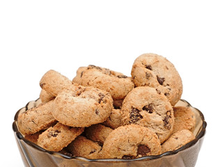 chocolate chip cookies in a glass cup