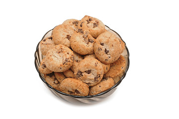 chocolate chip cookies in a glass cup