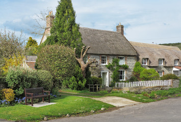 Fototapeta na wymiar Thatched English Village Cottages