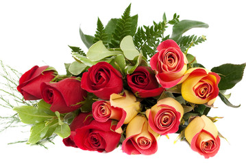 Yellow and red roses bouquet